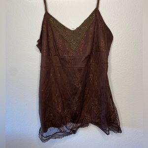 xhilaration Brown Lace Tank Top